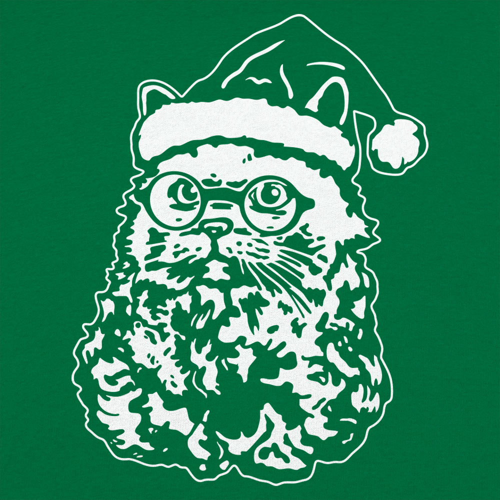 Cat Santa with Beard. Glasses. and Santa Hat