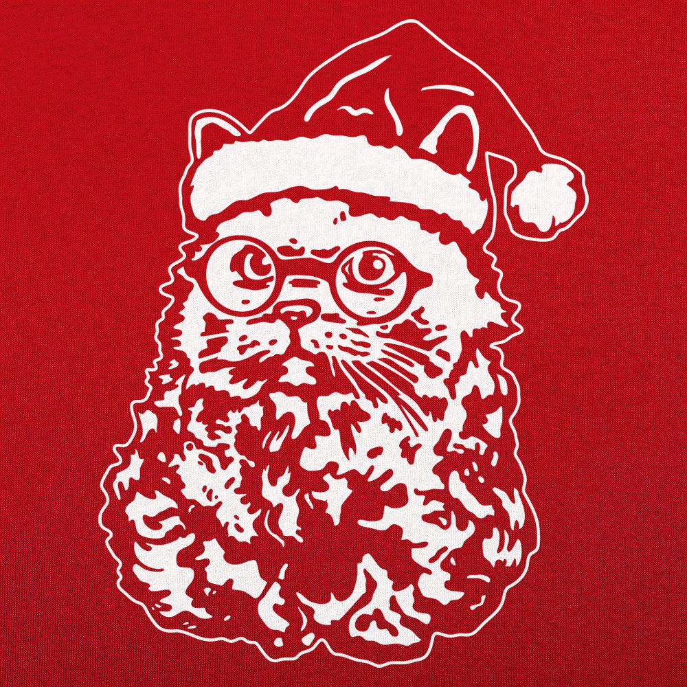 Cat Santa with Beard. Glasses. and Santa Hat