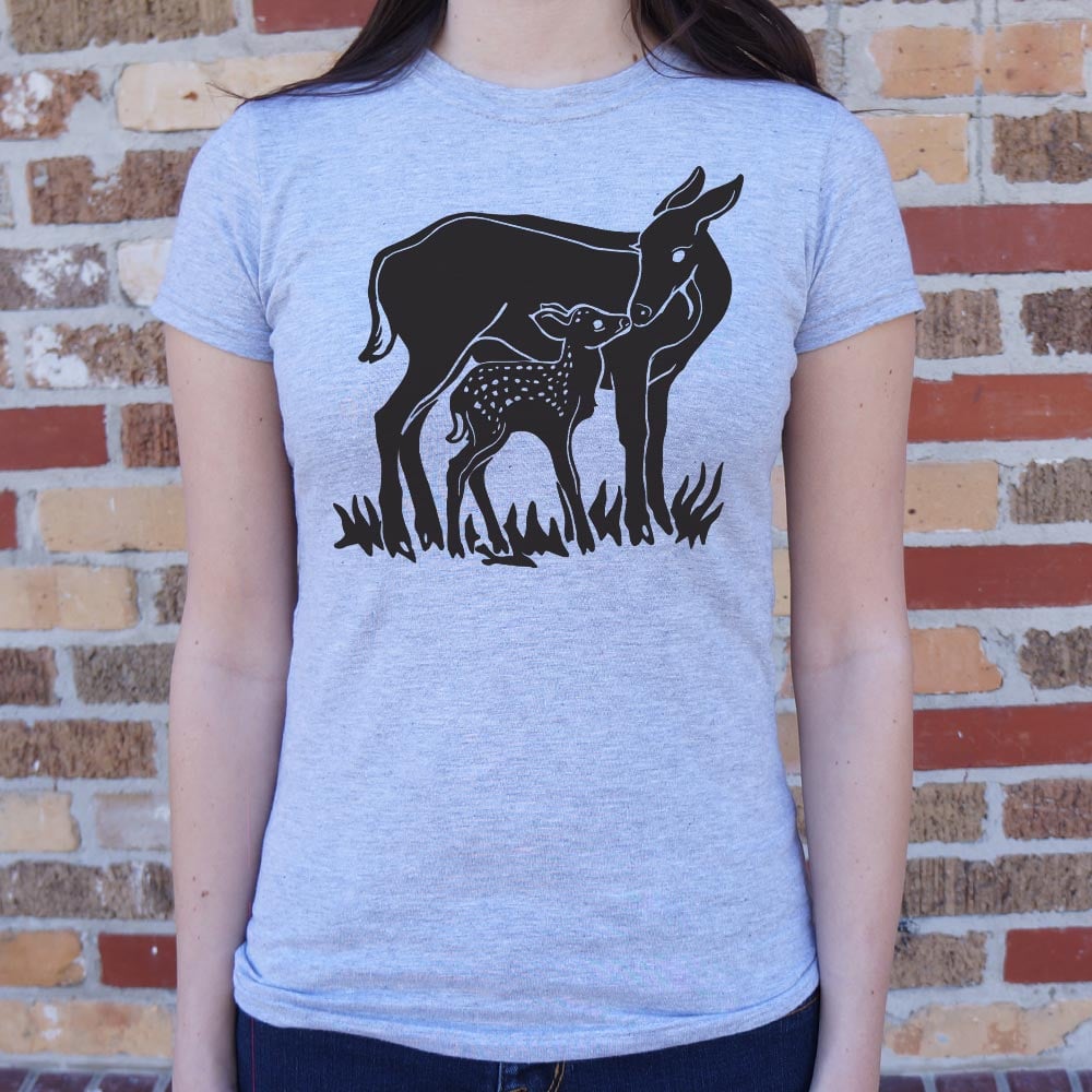 Doe And Fawn Deer Mother and Baby Graphic