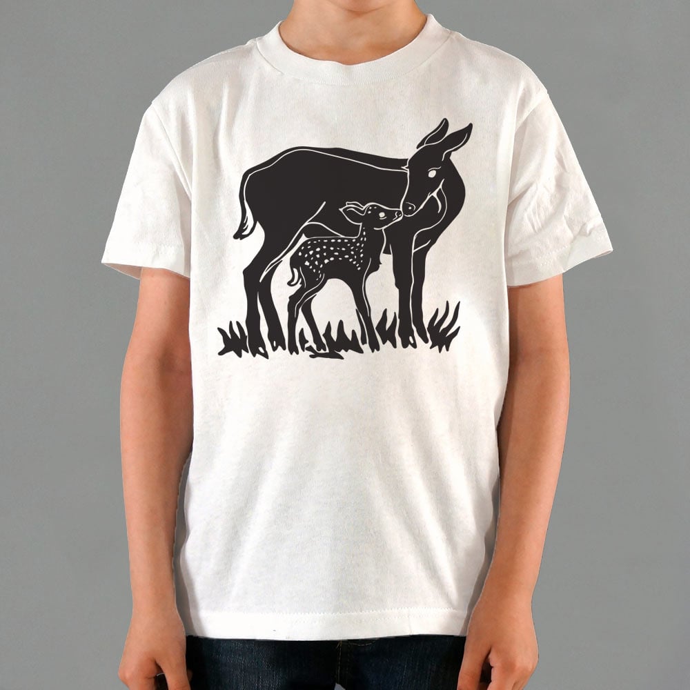 Doe And Fawn Deer Mother and Baby Graphic