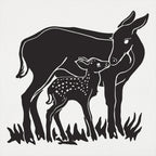 Doe And Fawn Deer Mother and Baby Graphic