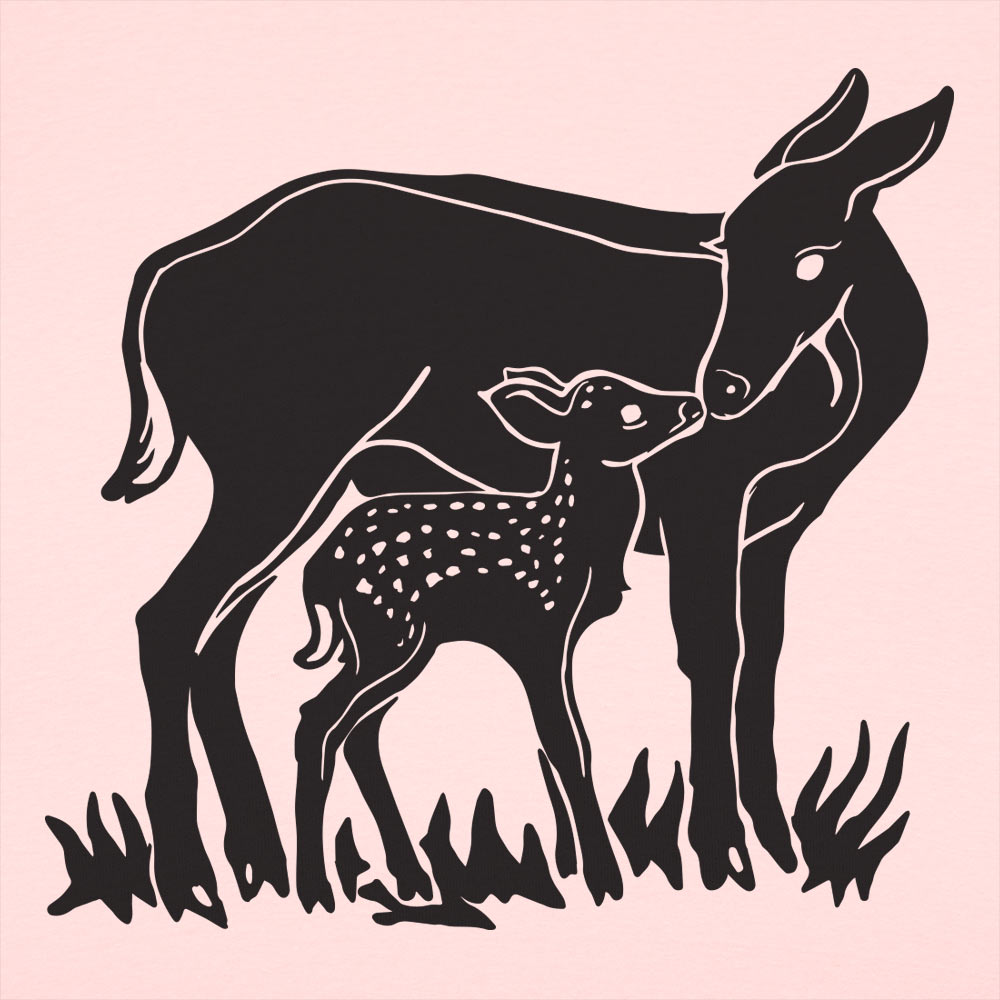 Doe And Fawn Deer Mother and Baby Graphic