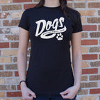 Dogs Because People Suck Retro Script Paw Print Design