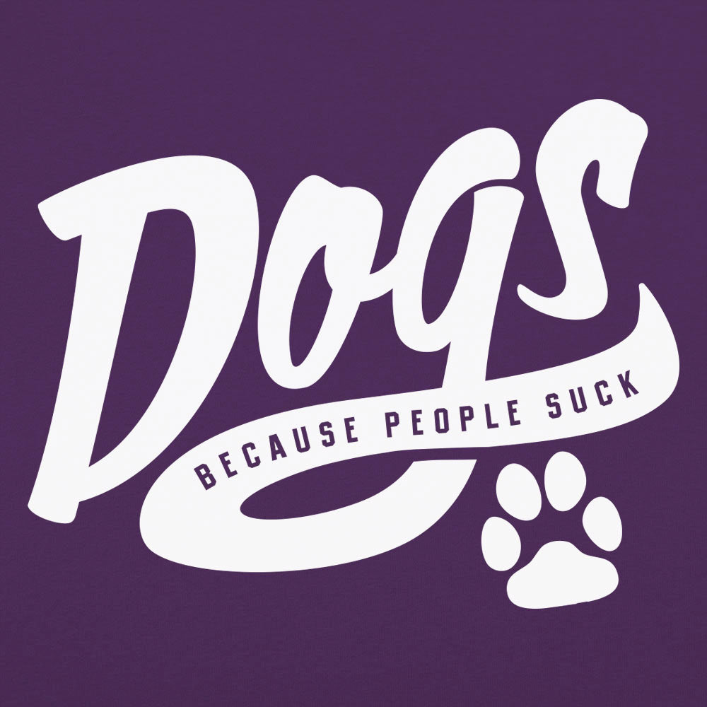 Dogs Because People Suck Retro Script Paw Print Design