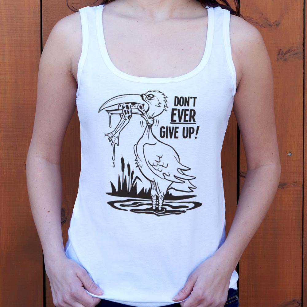 Don't Ever Give Up Stork Eating Frog