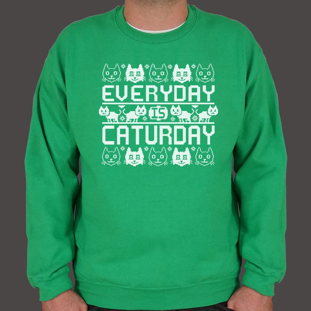 Every Day Is Caturday Ugly Sweater Style Cat Pattern