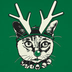 Feline Reindeer Cat with Antlers and Red Nose