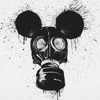 Gas Mousk Cartoon Mouse Wearing a Gas Mask