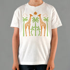 Giraffes in the Savanna with Palm Trees
