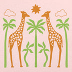 Giraffes in the Savanna with Palm Trees