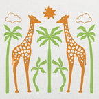 Giraffes in the Savanna with Palm Trees