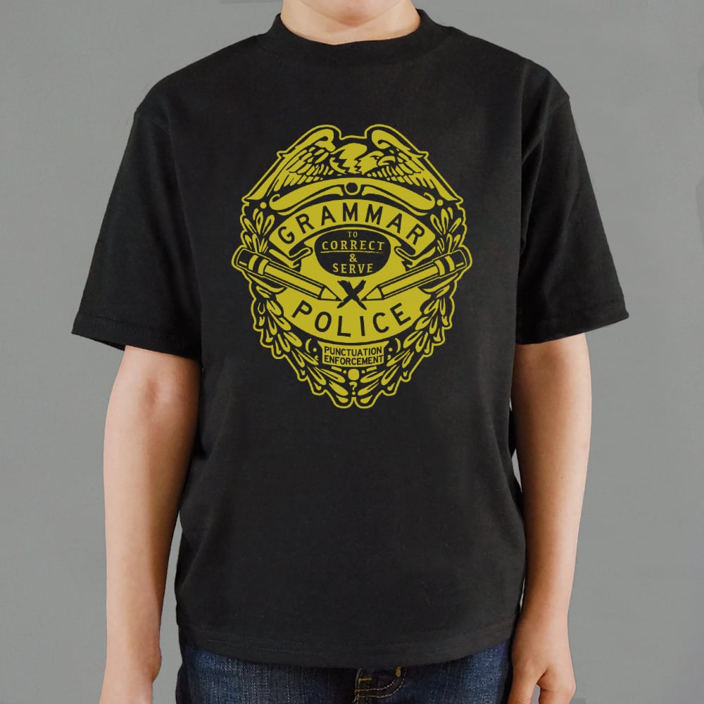 Grammar Police Badge. To Correct and Serve Punctuation Enforcement