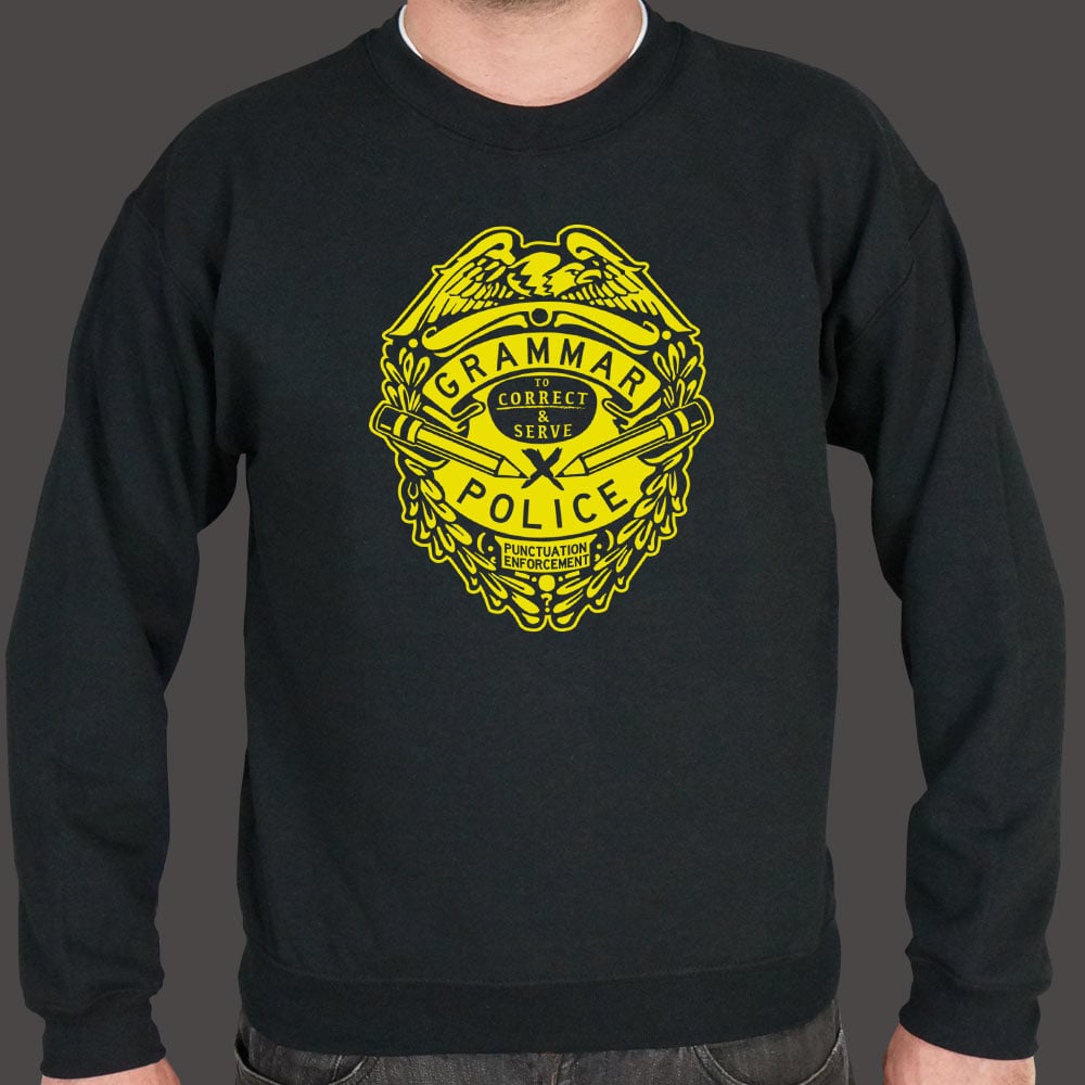 Grammar Police Badge. To Correct and Serve Punctuation Enforcement