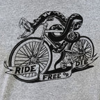 Ride Free or Die Tattoo Style Snake Riding a Bicycle