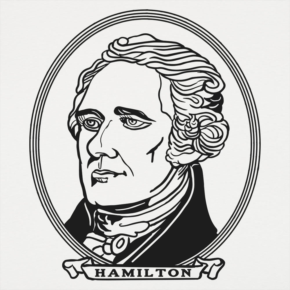 Alexander Hamilton Portrait on Dollar Bill Style Design