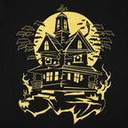 Haunted House with Bats and Full Moon