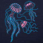Jellyfish Trio Three Neon Pink and Blue Jellyfish with Flowing Tentacl