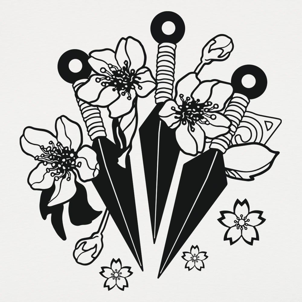 Kunai Blades with Cherry Blossoms