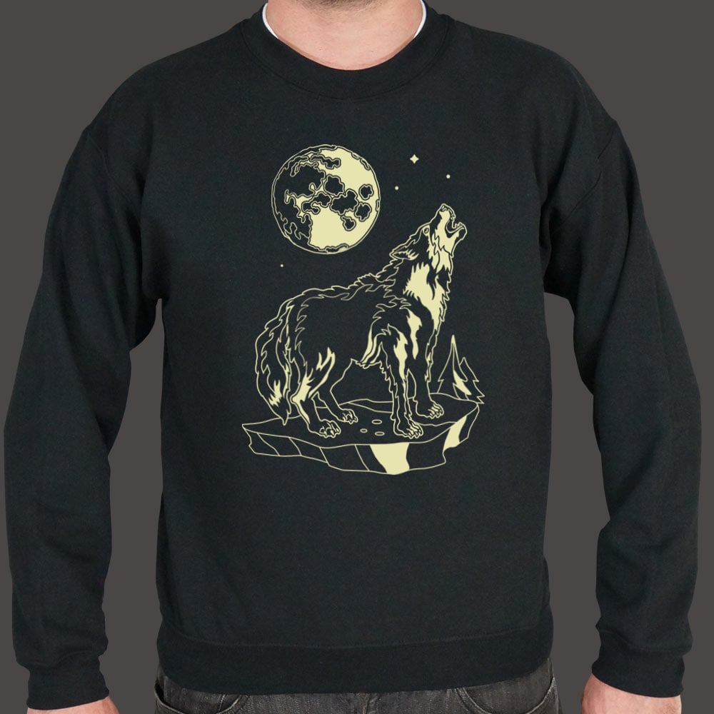 Lone Wolf Howling at the Full Moon