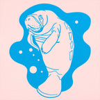 Manatee Swimming in Water Graphic