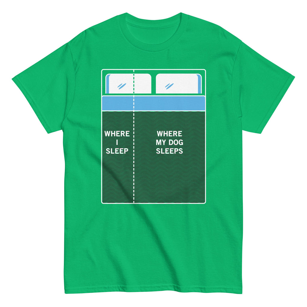 Where I Sleep. Where My Dog Sleeps Men's Classic Tee