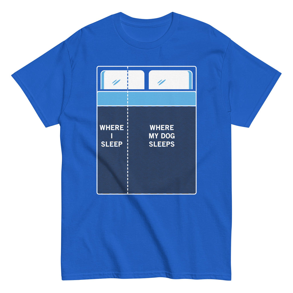 Where I Sleep. Where My Dog Sleeps Men's Classic Tee
