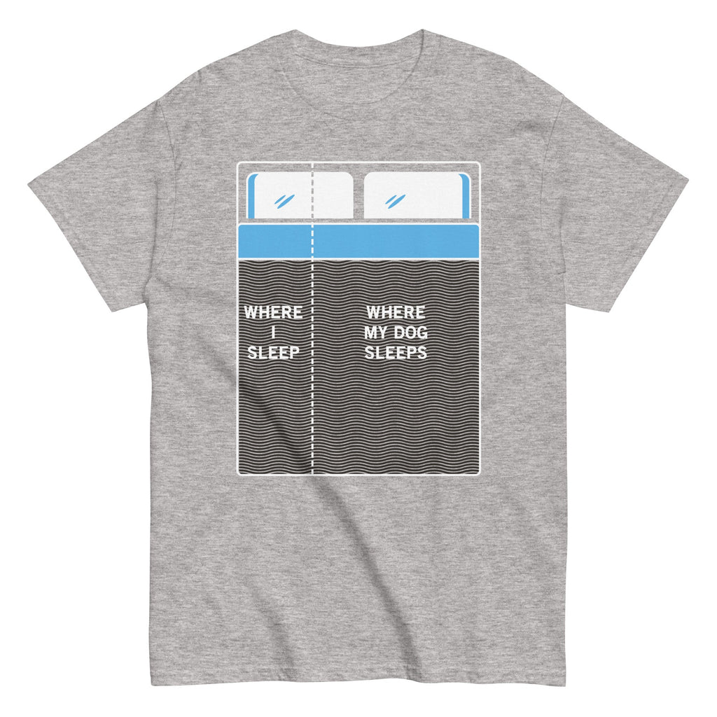 Where I Sleep. Where My Dog Sleeps Men's Classic Tee