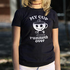 My Cup Runneth Over Happy Coffee Mug Running