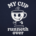 My Cup Runneth Over Happy Coffee Mug Running