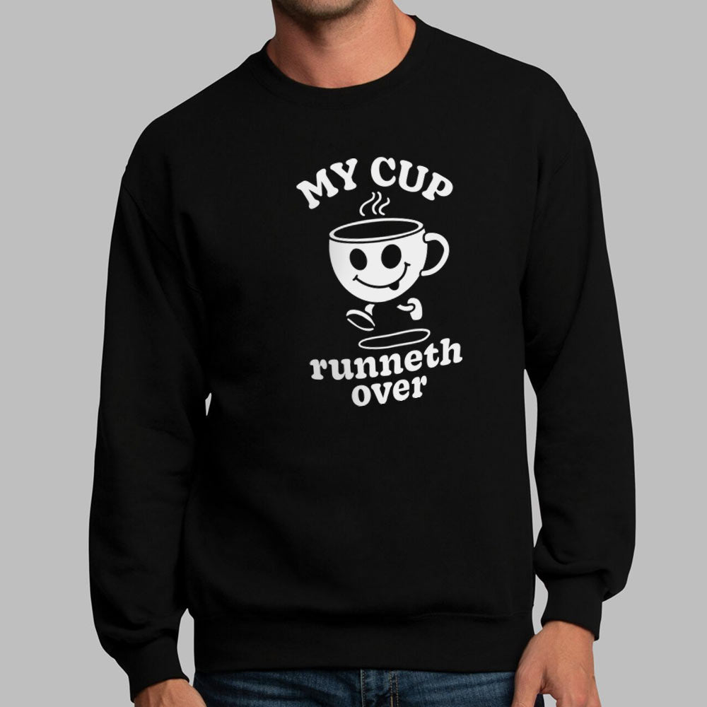My Cup Runneth Over Happy Coffee Mug Running