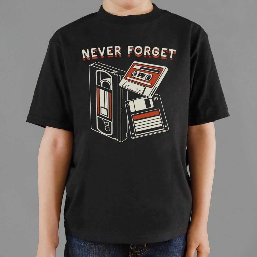 Never Forget Retro VHS Tape Cassette and Floppy Disk