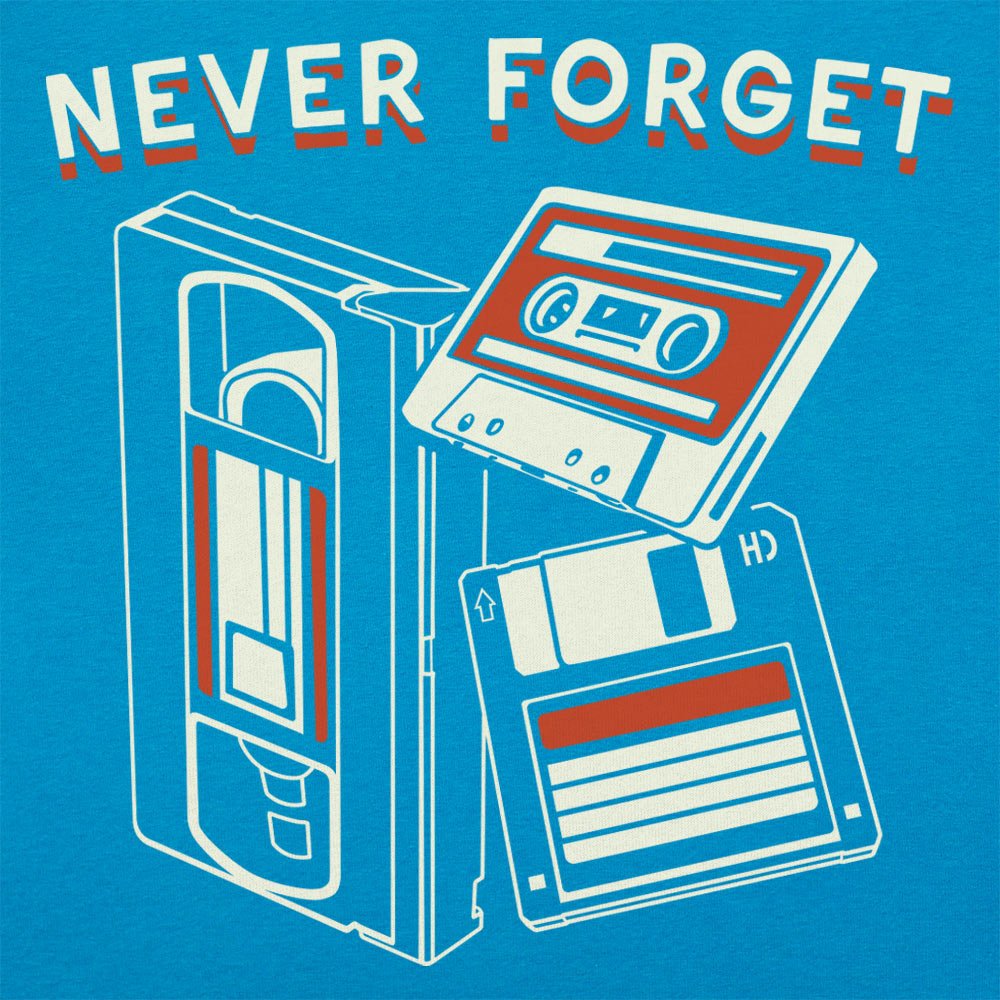 Never Forget Retro VHS Tape Cassette and Floppy Disk