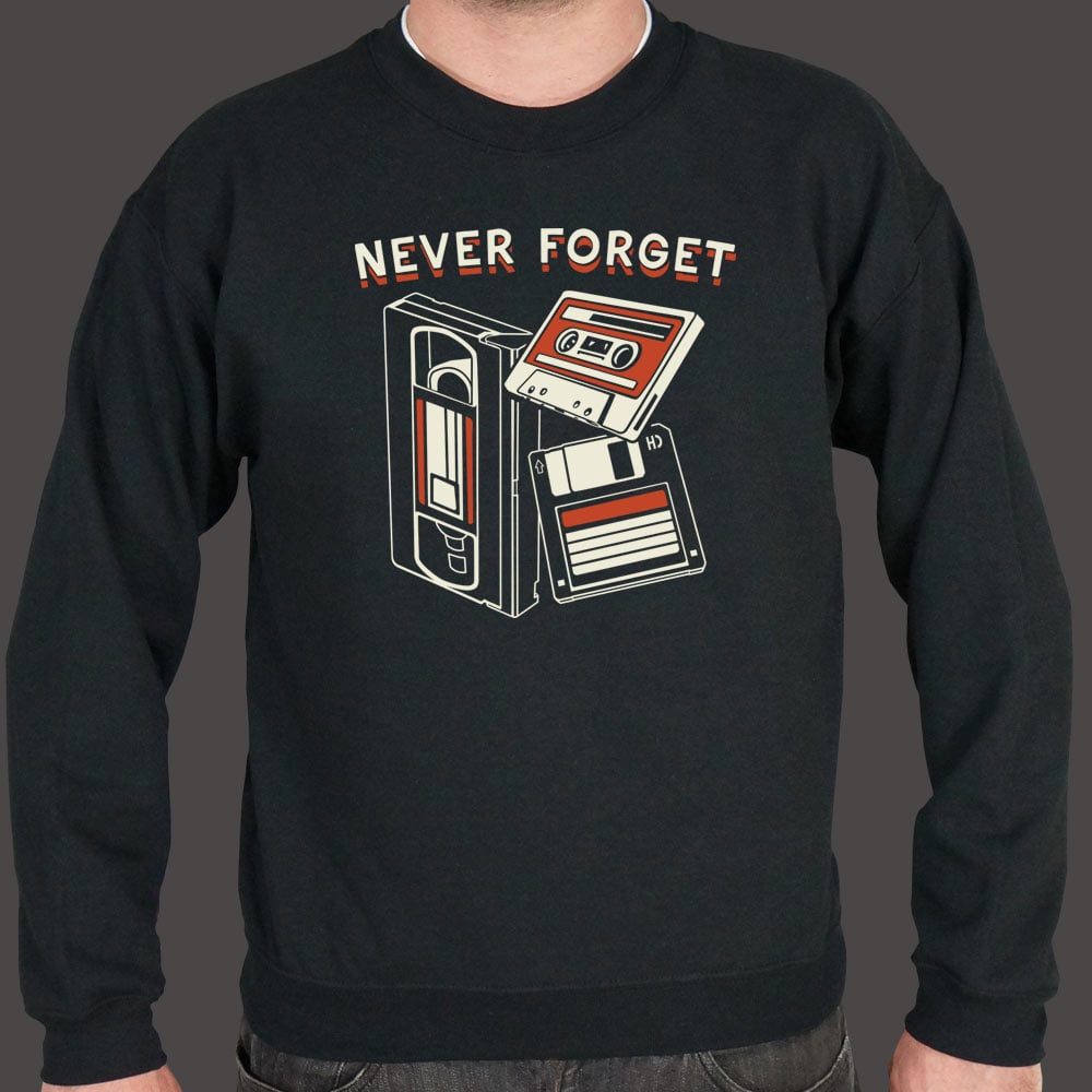 Never Forget Retro VHS Tape Cassette and Floppy Disk