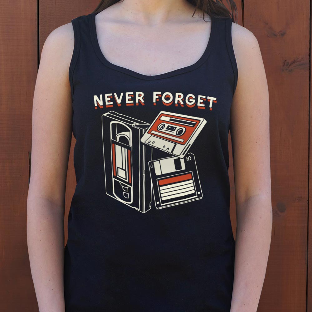Never Forget Retro VHS Tape Cassette and Floppy Disk