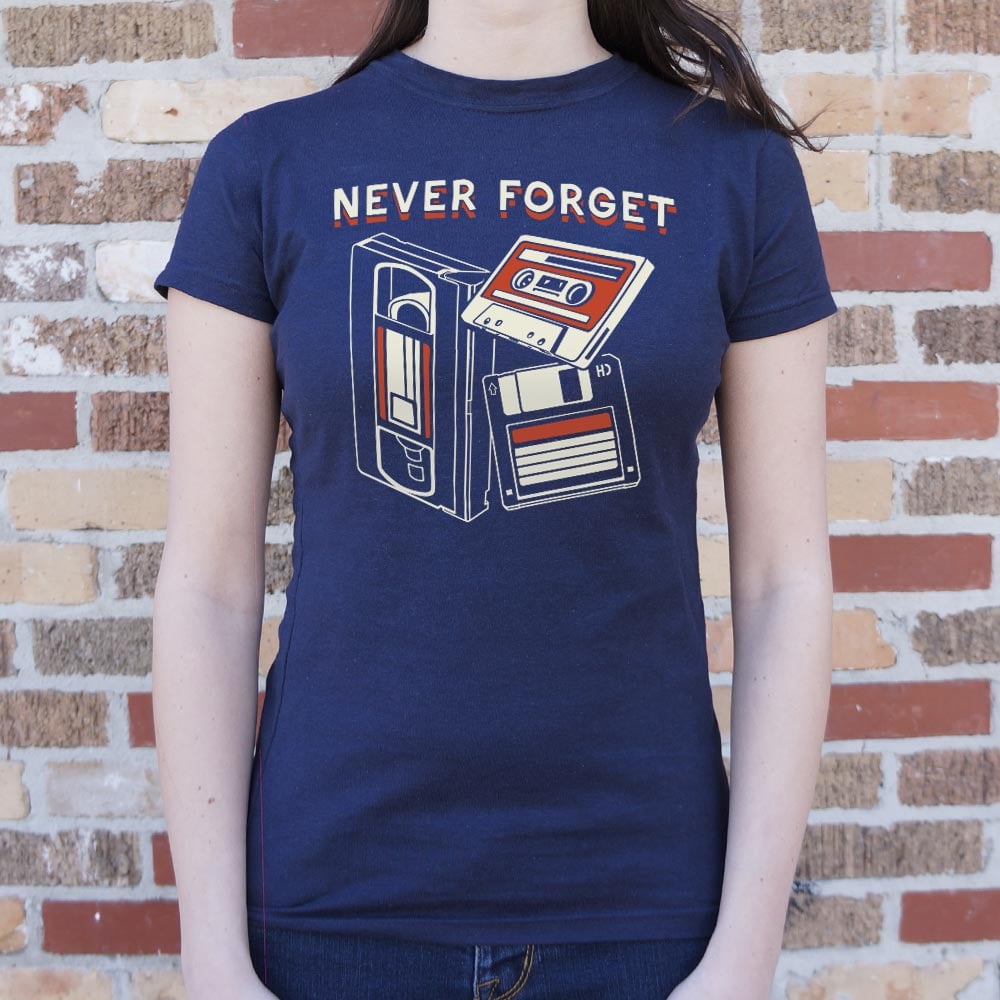 Never Forget Retro VHS Tape Cassette and Floppy Disk