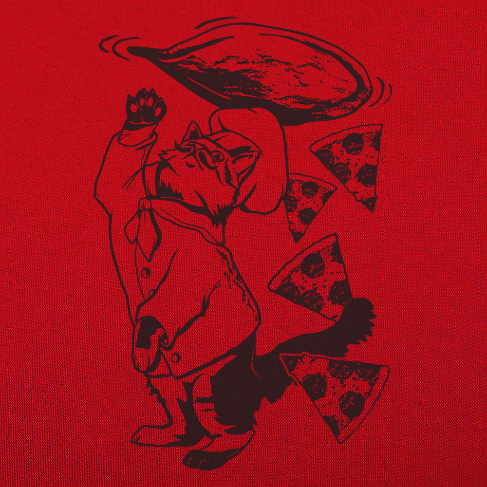 Pizza Cat Chef Tossing Dough and Pepperoni Slices