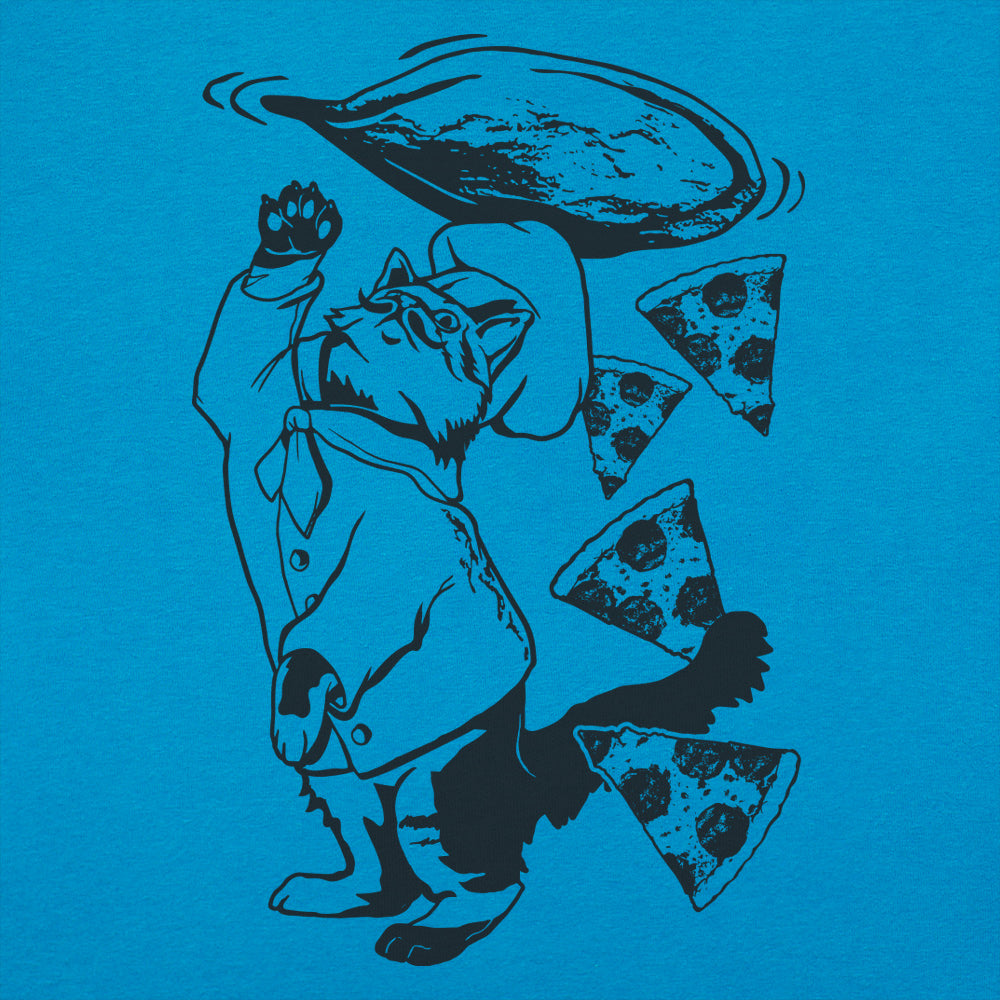Pizza Cat Chef Tossing Dough and Pepperoni Slices