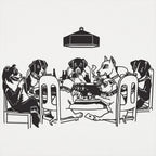 Poker Dogs Playing Cards Around the Table