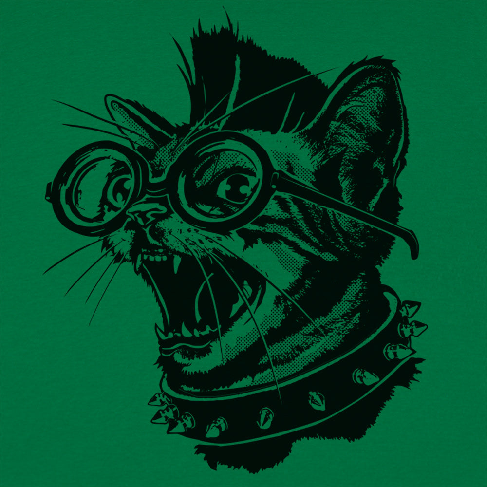Punk Cat with Spiked Collar and Glasses