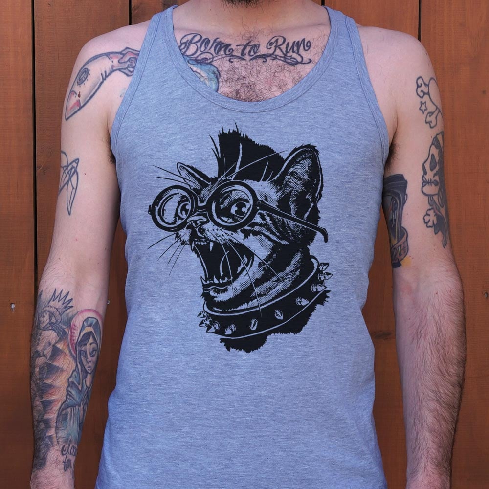 Punk Cat with Spiked Collar and Glasses