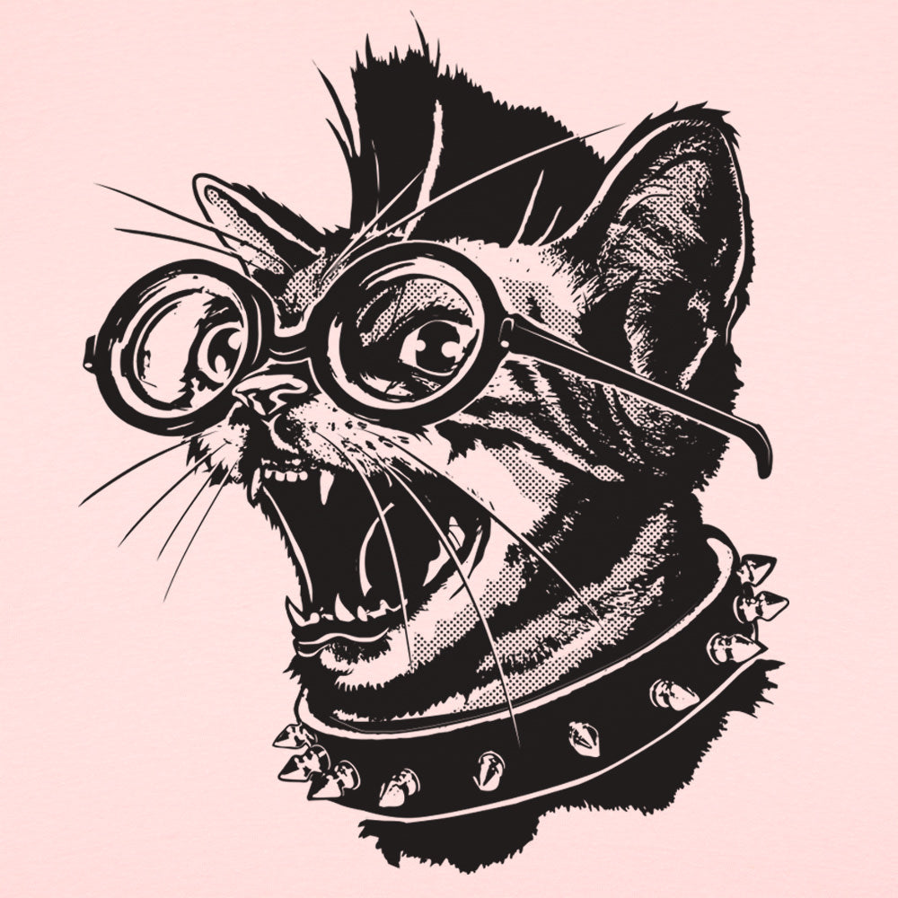 Punk Cat with Spiked Collar and Glasses
