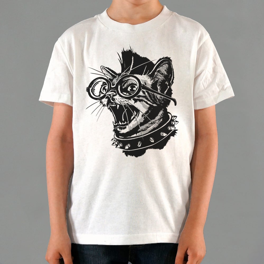 Punk Cat with Spiked Collar and Glasses