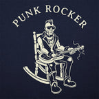 Punk Rocker Old Man in Rocking Chair with Mohawk and Guitar
