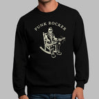 Punk Rocker Old Man in Rocking Chair with Mohawk and Guitar