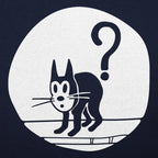 Question Cat Arched Black Kitty Under a Question Mark