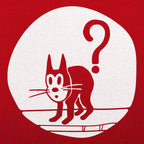 Question Cat Arched Black Kitty Under a Question Mark