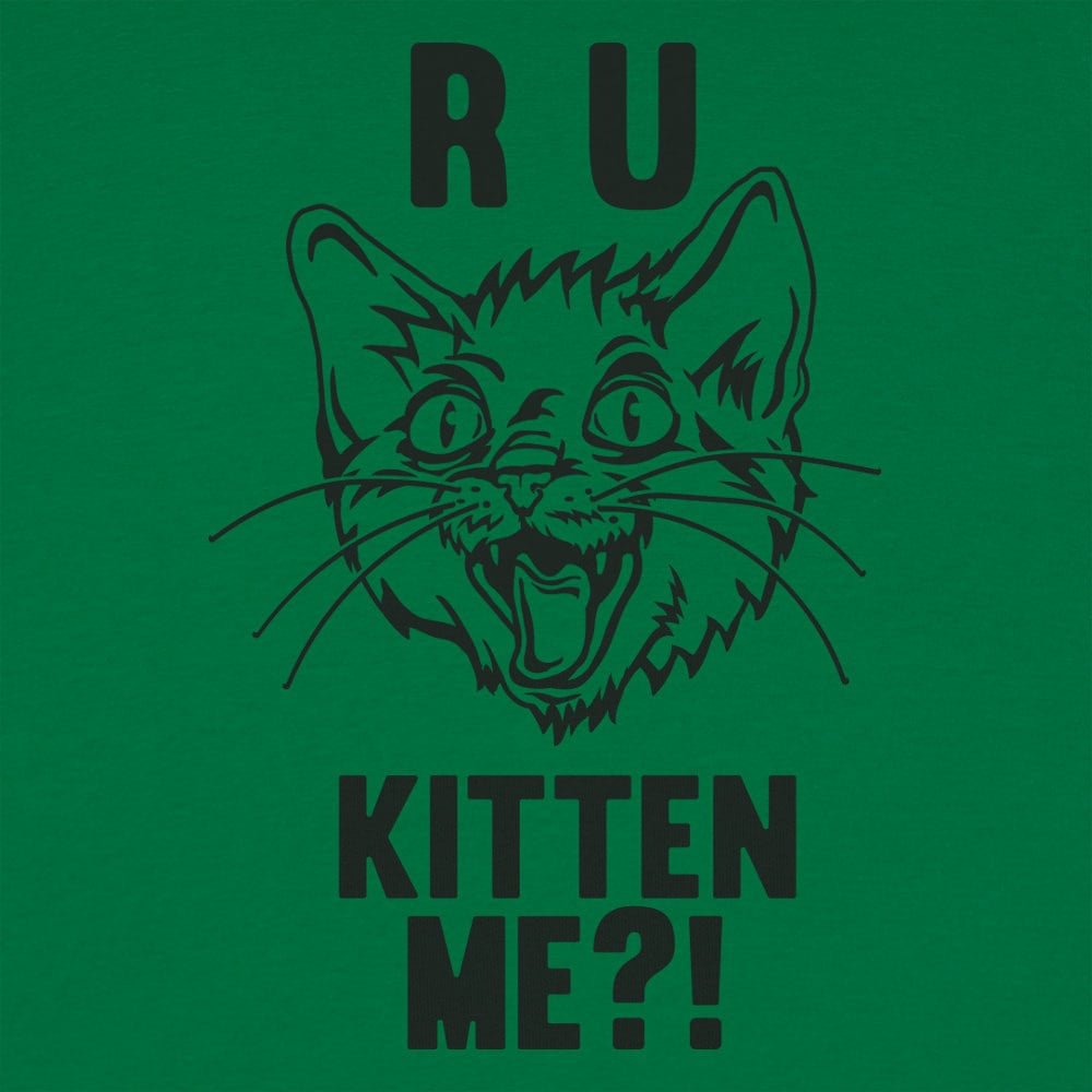 R U Kitten Me Wild Eyed Hissing Cat Face Pun
