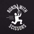 Runs With Scissors Stick Figure Warning Sign
