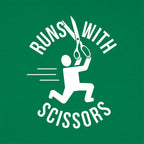 Runs With Scissors Stick Figure Warning Sign