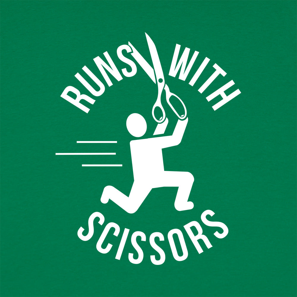Runs With Scissors Stick Figure Warning Sign